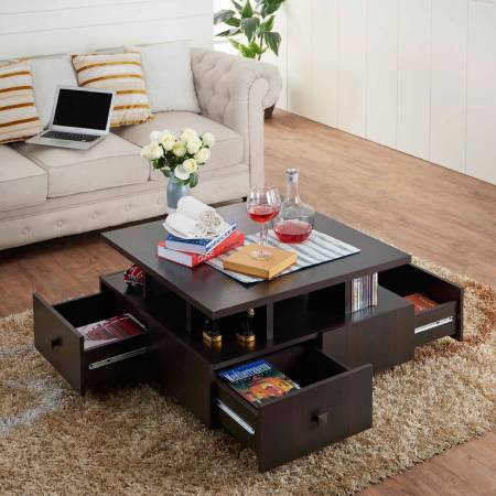 Square Four Sides Drawers Coffee Table - 4 sides drawers coffee table.